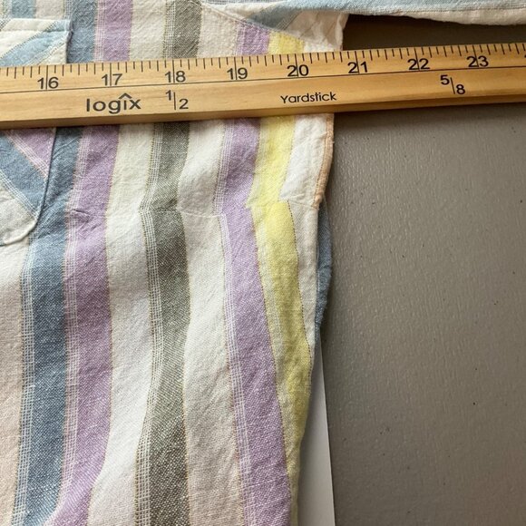 FDJ French Dressing Jeans Medium Striped Linen Blend Shirt Top Multicolor Pastel - Picture 6 of 10